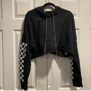 Wild fable black checkered cropped hoodie